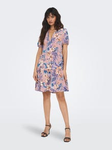 ONLY Normal geschnitten V-Ausschnitt Elastische Bündchen Kurzes Kleid -Woodrose - 15222212
