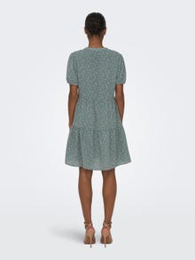 ONLY Regular fit V-Hals Manchetten met elastiek Korte jurk -Balsam Green - 15222212