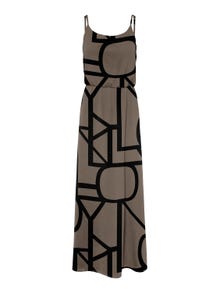 ONLY Regular Fit Round Neck Adjustable straps Long dress -Walnut - 15222217