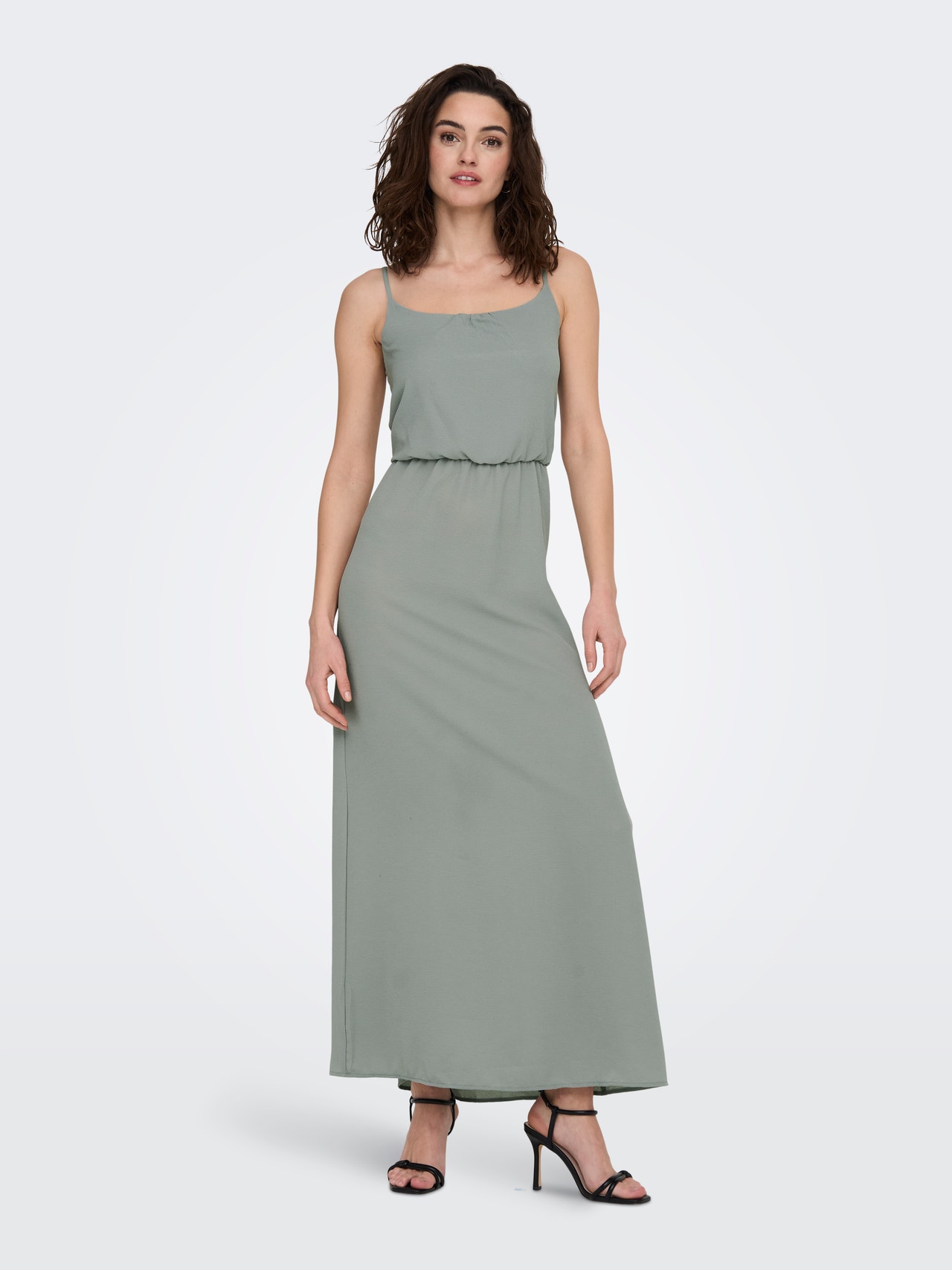ONLY Normal geschnitten Rundhals Langes Kleid -Slate Gray - 15222218