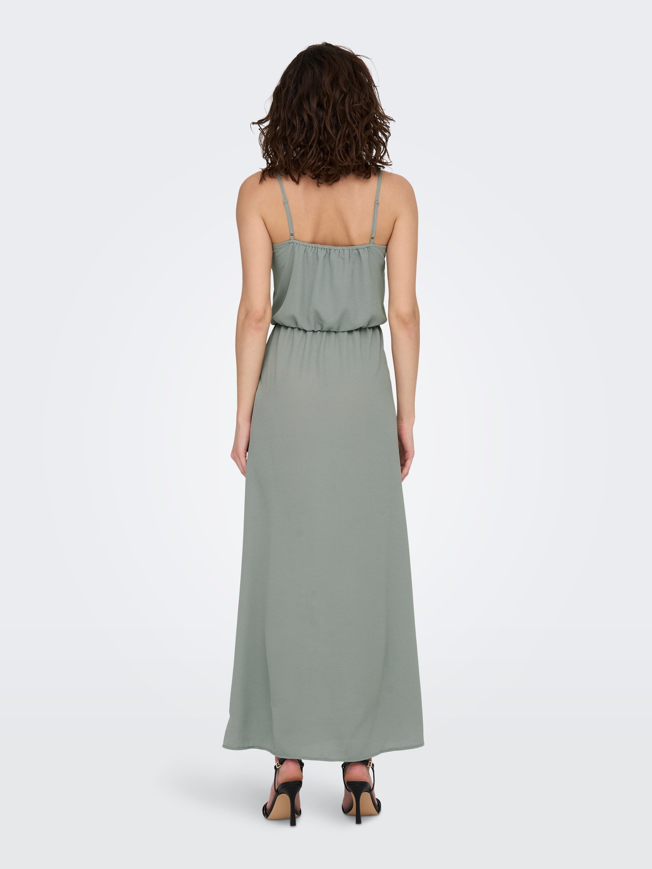 zege Blanco Westers Effen gekleurd Maxi jurk | Midden Grijs | ONLY®