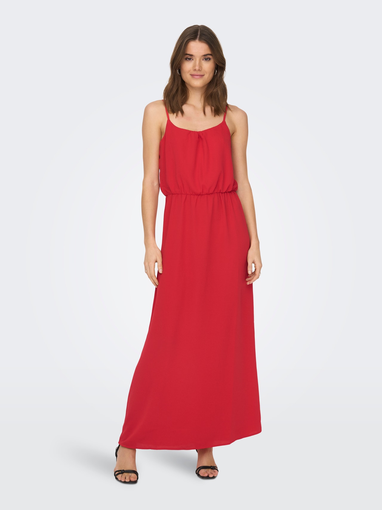 ONLY Regular Fit Round Neck Long dress -Mars Red - 15222218