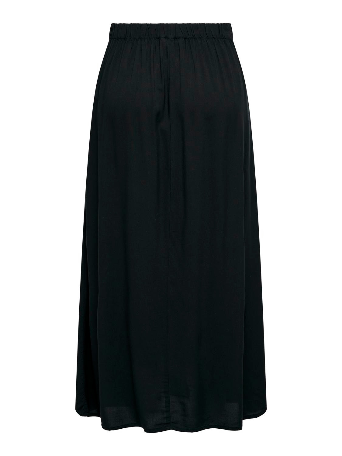 ONLY Lang nederdel med knapper foran -Black - 15222222