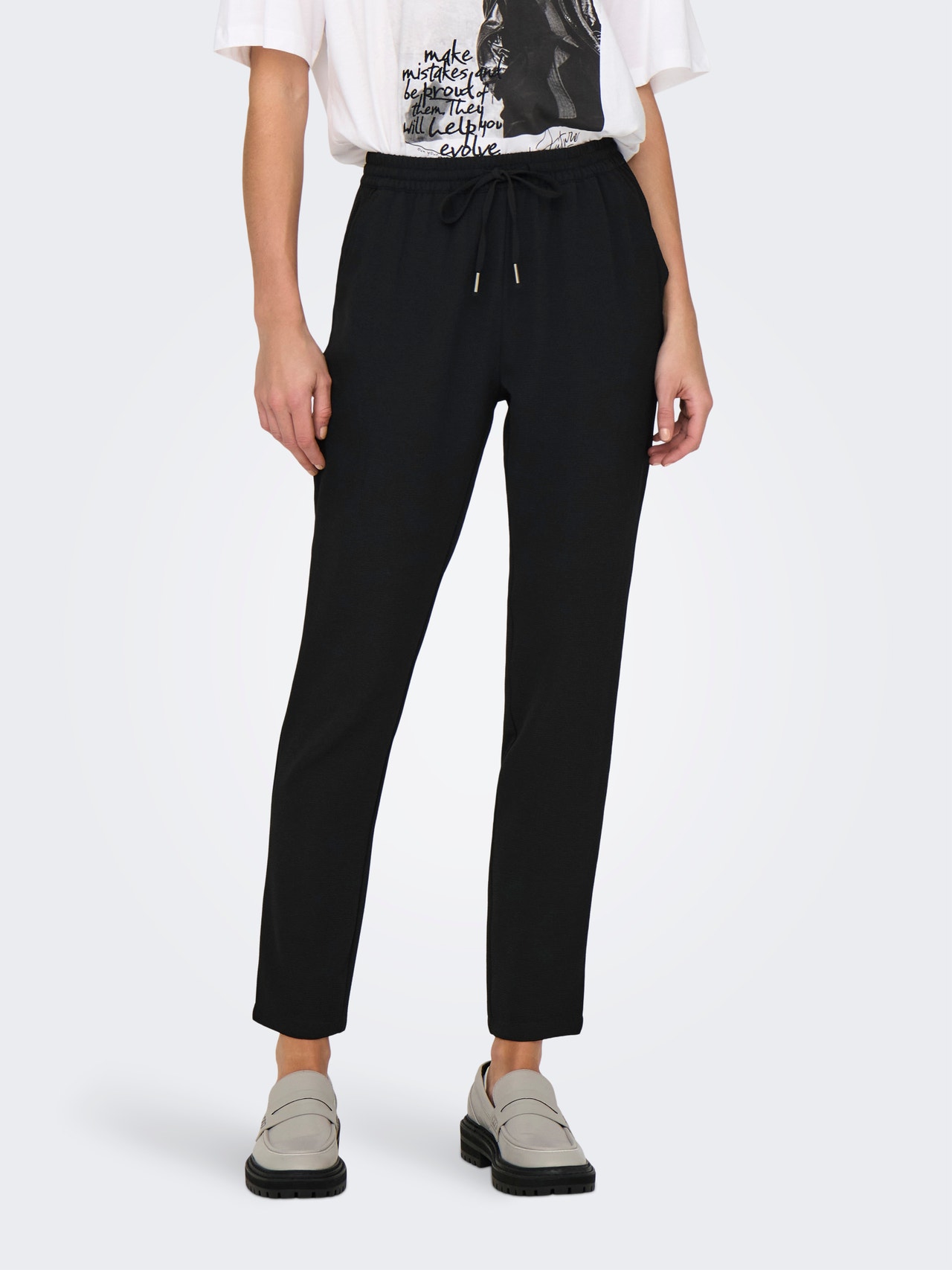 ONLY Klassiske bukser med bindebånd i taljen -Black - 15222231