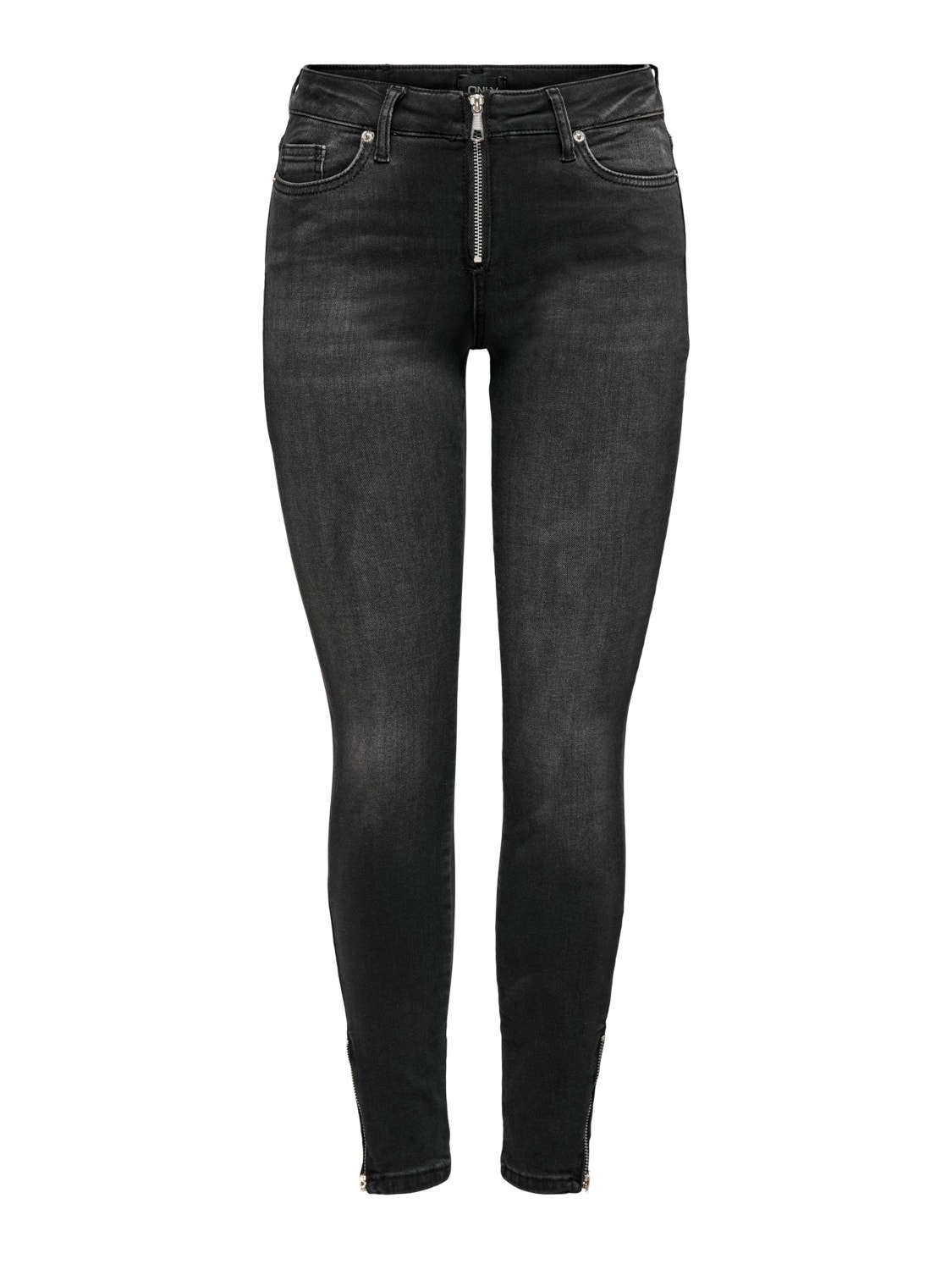 ONLY ONLBlush Life Mid Zip Skinny Fit Jeans -Dark Grey Denim - 15222416