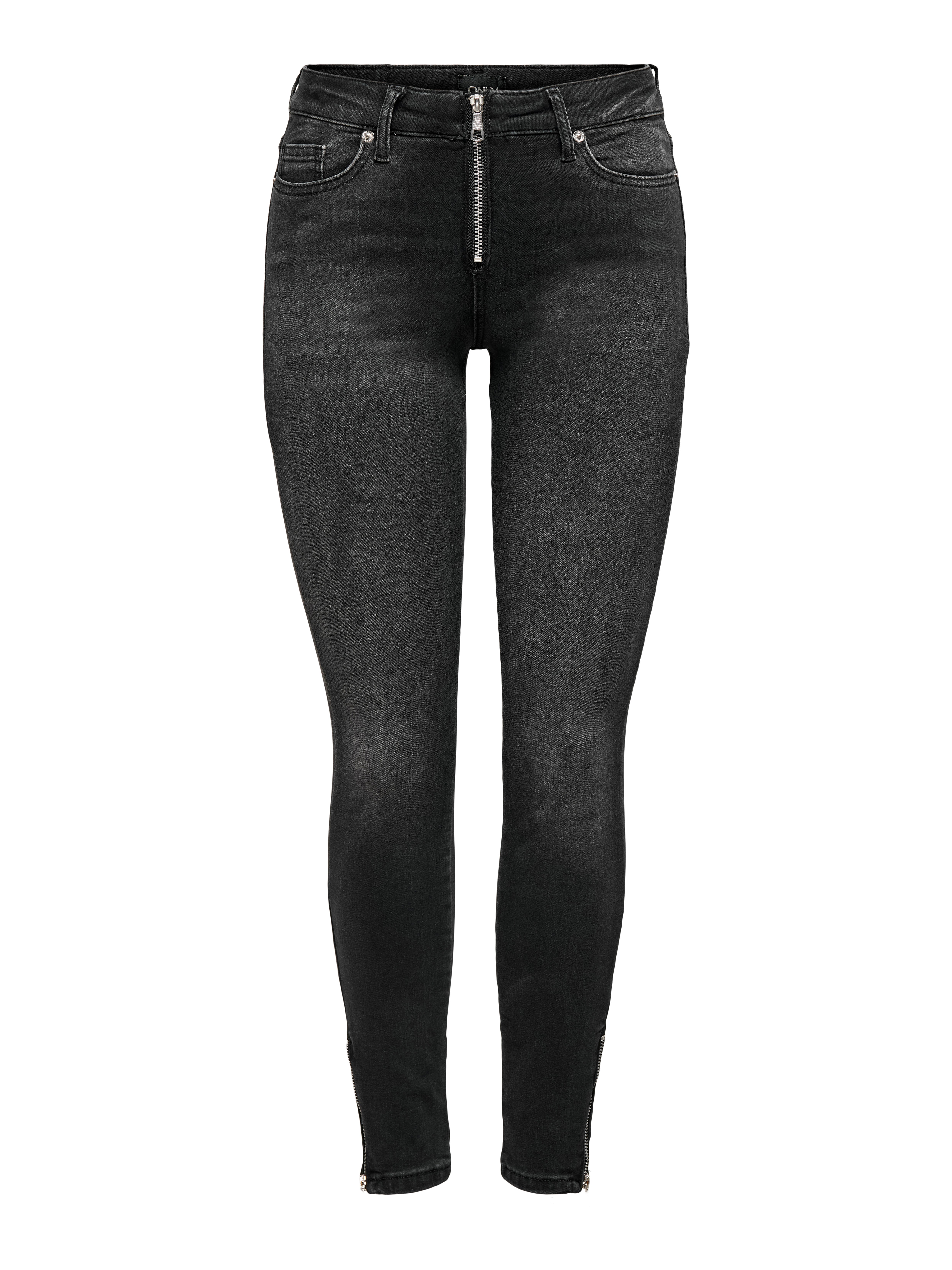 Skinny Fit Mid waist Zip detail at leg opening Jeans with 20% discount!