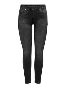 ONLY Skinny Fit Mittlere Taille Reißverschluss am Beinabschluss Jeans -Dark Grey Denim - 15222416