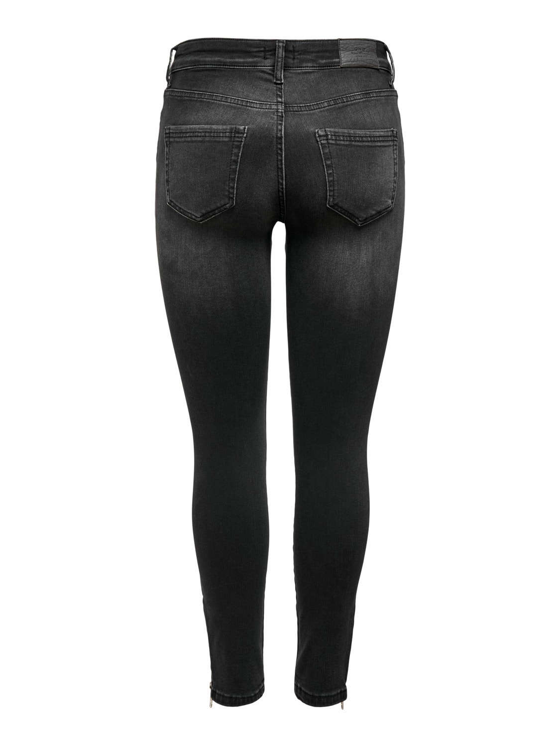 ONLY Jeans Skinny Fit Taille moyenne Fermeture éclair au bas de jambe -Dark Grey Denim - 15222416