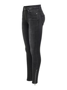 ONLY Jeans Skinny Fit Taille moyenne Fermeture éclair au bas de jambe -Dark Grey Denim - 15222416