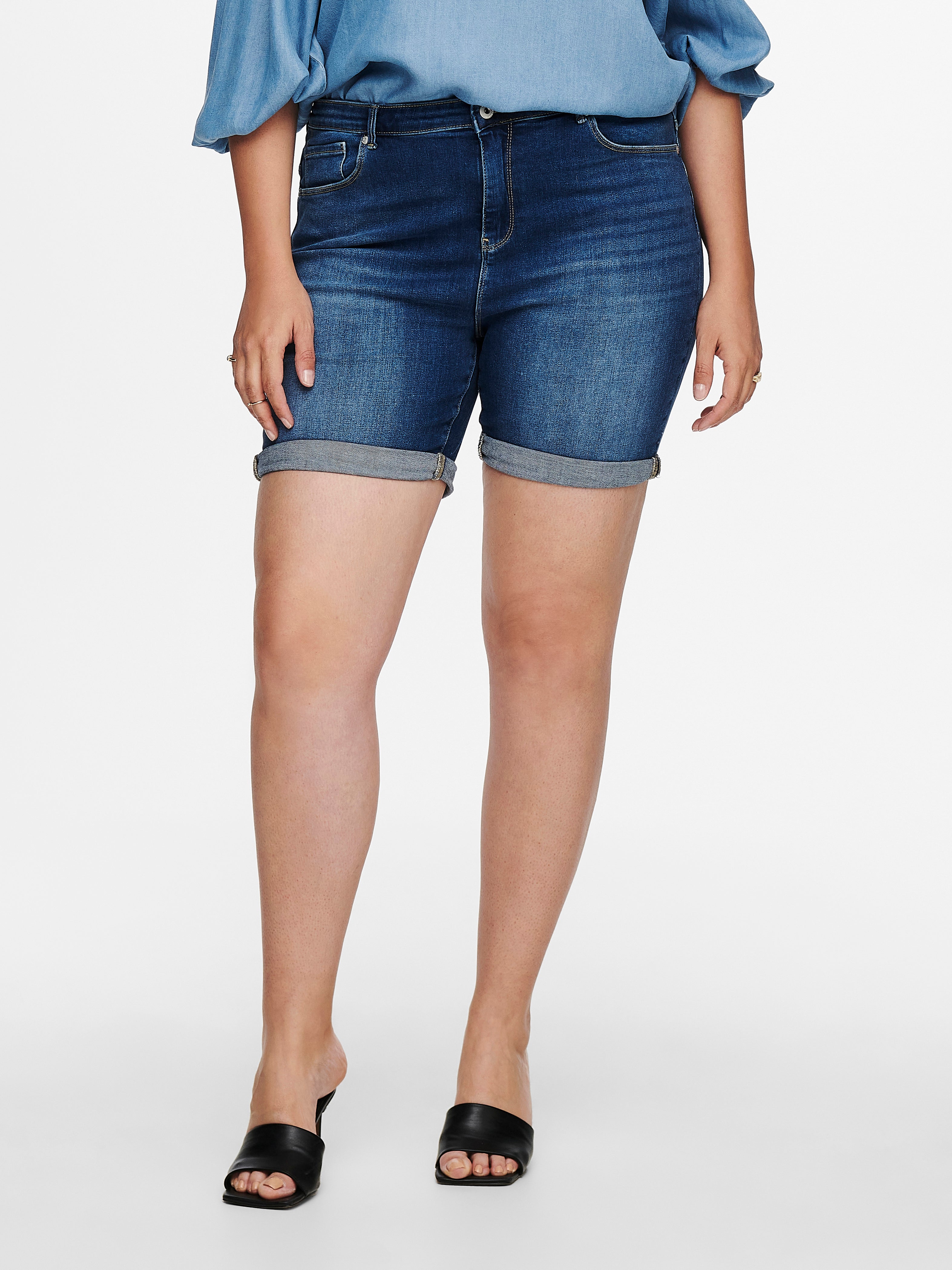 Thumbnail - Carlaola Hohe Taille Skinny Fit Jeans-shorts