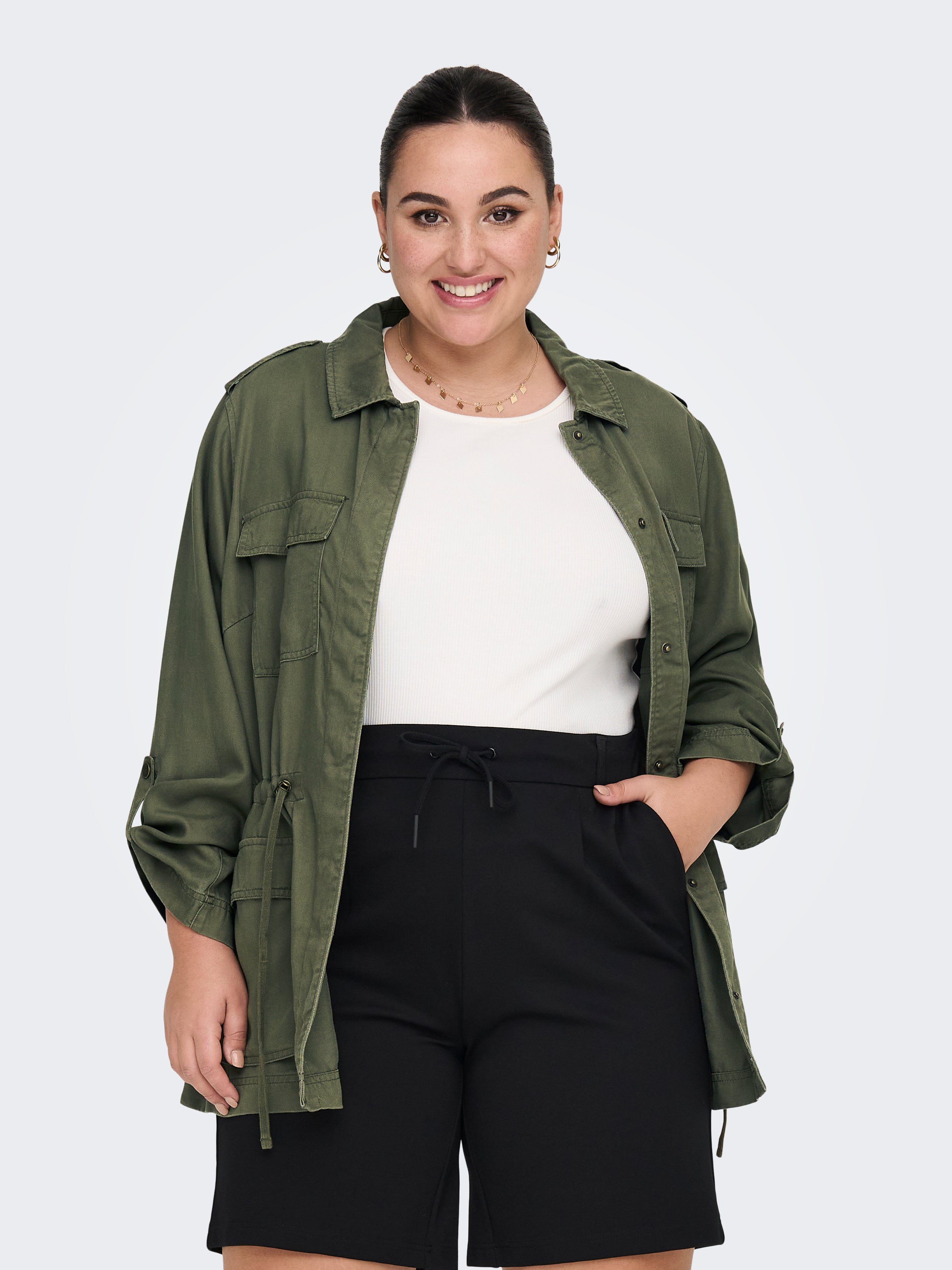 Plus size green utility jacket sale