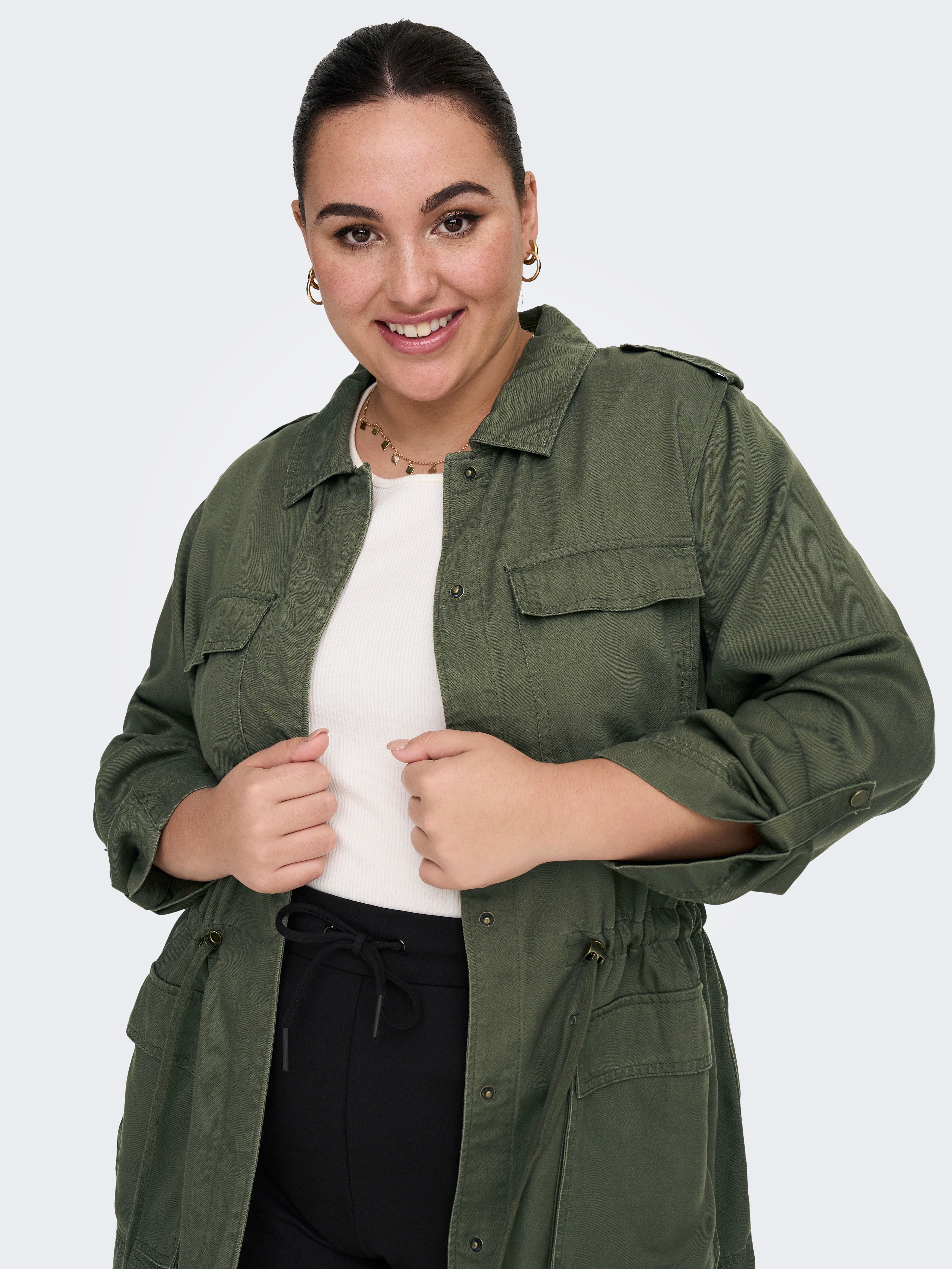 Plus size 2025 green utility jacket