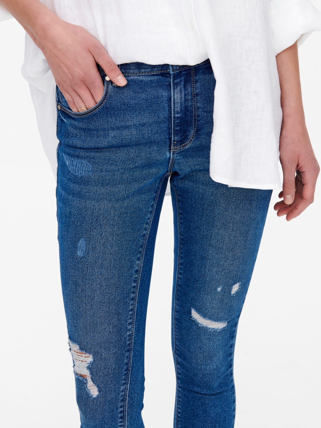 ONLY ONLDAISY REGULAR WAIST PUSH UP SKINNY ANKLE jeans -Medium Blue Denim - 15223100