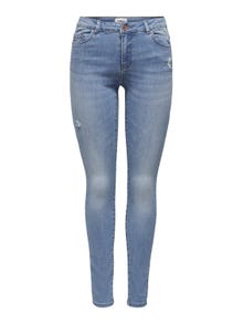 ONLY ONLWauw life mid destroyed Skinny fit-jeans -Light Medium Blue Denim - 15223165