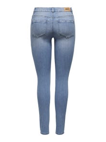 ONLY ONLWAUW MID waist SKinny  DESTroyed Jeans -Light Medium Blue Denim - 15223165