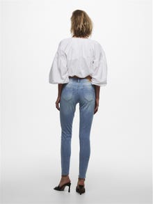 ONLY ONLWAUW MID waist SKinny  DESTroyed Jeans -Light Medium Blue Denim - 15223165