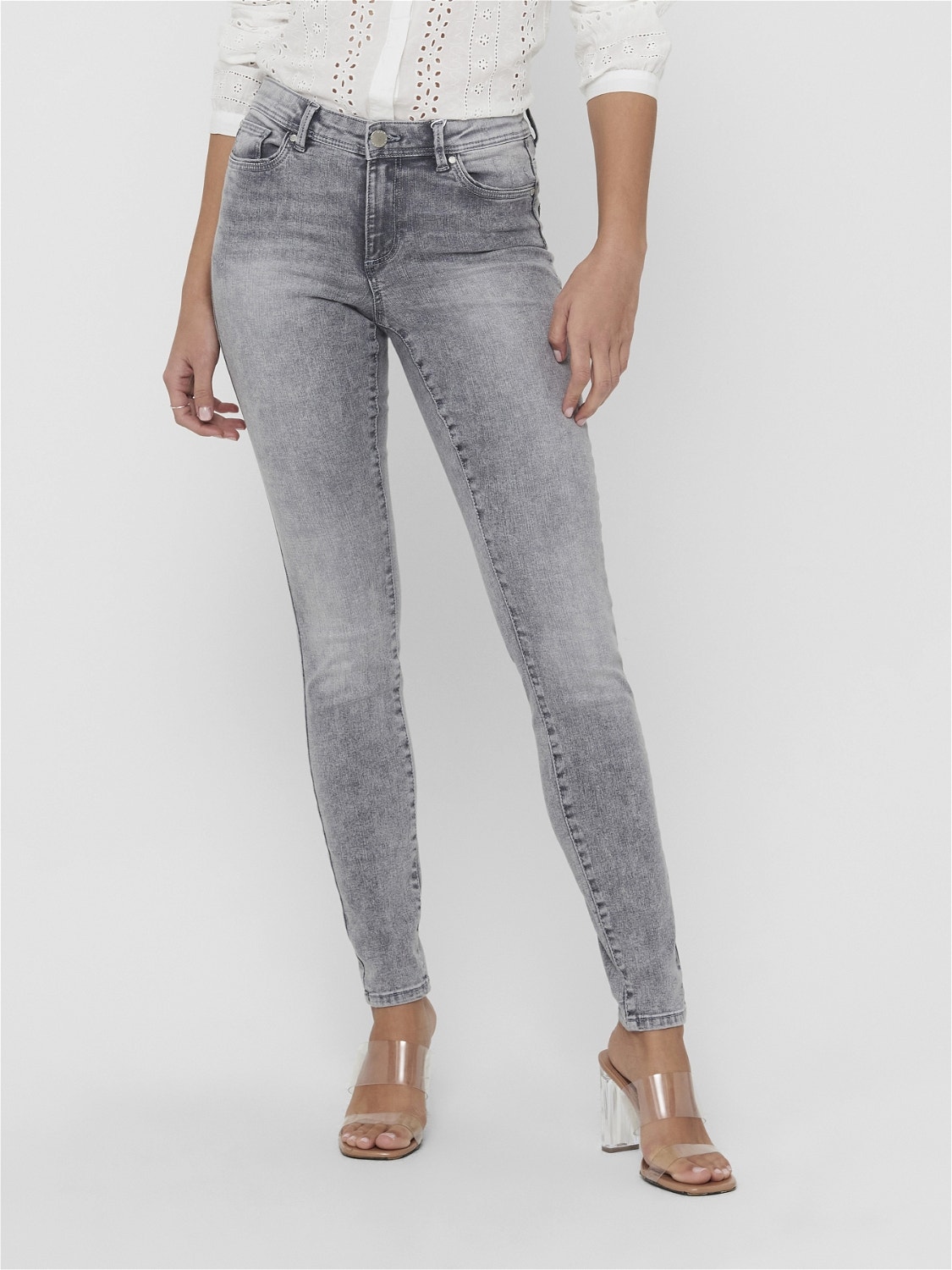 ONLY Jeans Skinny Fit Taille moyenne -Medium Grey Denim - 15223167