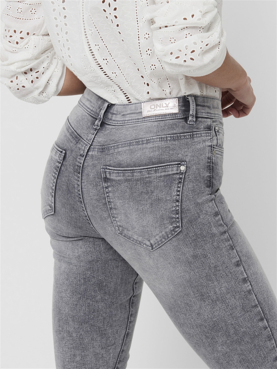 ONLY ONLWAUW MID waist SKinny Jeans -Medium Grey Denim - 15223167