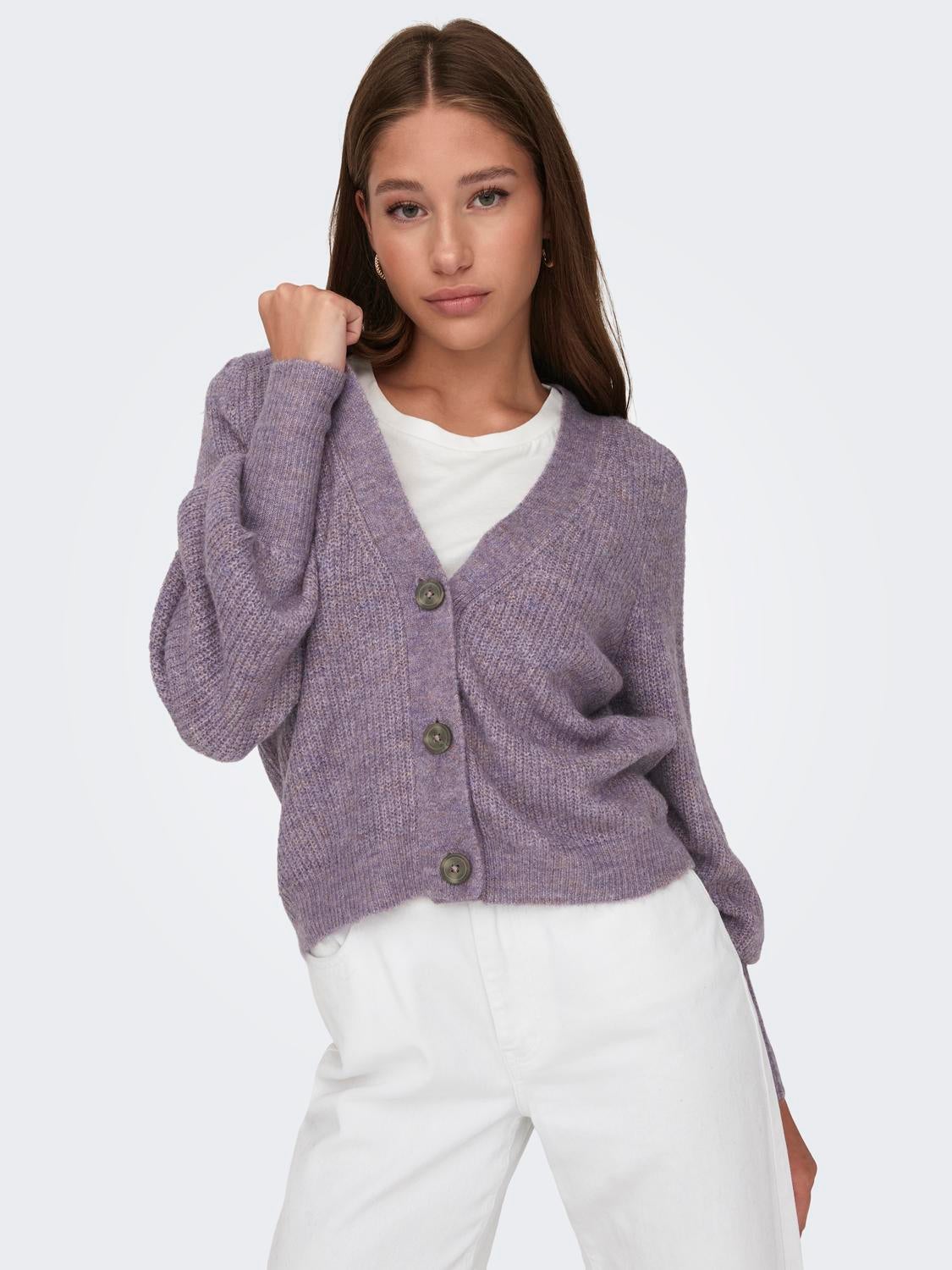 Lavender cropped cardigan sale