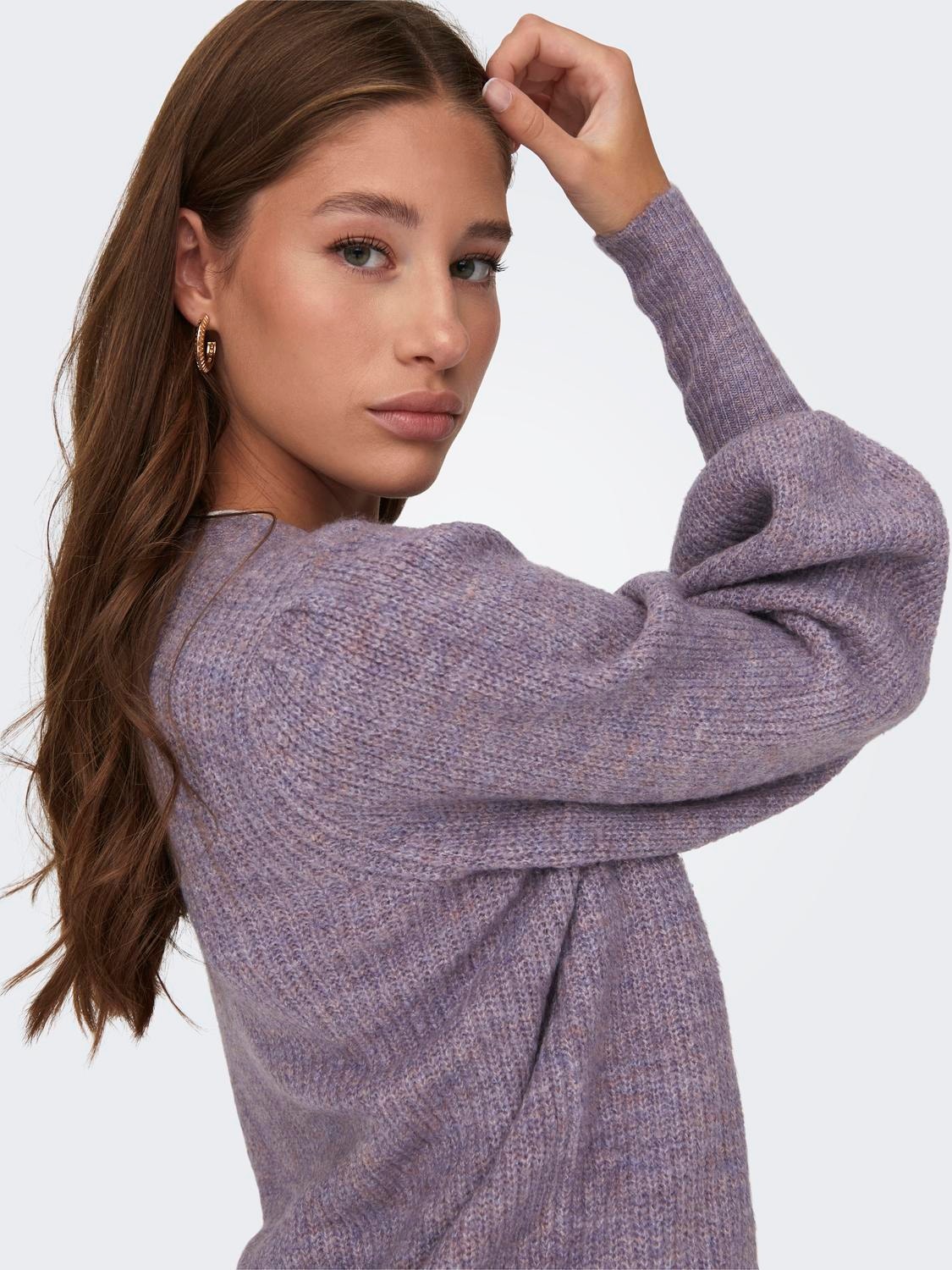 ONLY Rib Knitted Cardigan -Lavender Gray - 15223312