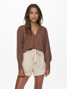ONLY Rib Knitted Cardigan -Russet - 15223312