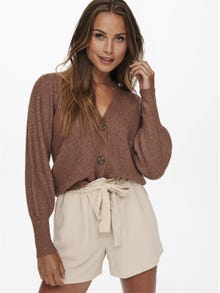 ONLY Rib Knitted Cardigan -Russet - 15223312