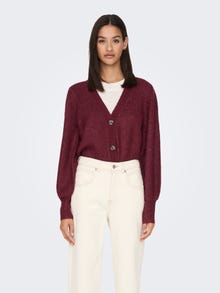 ONLY Rib Knitted Cardigan -Cordovan - 15223312