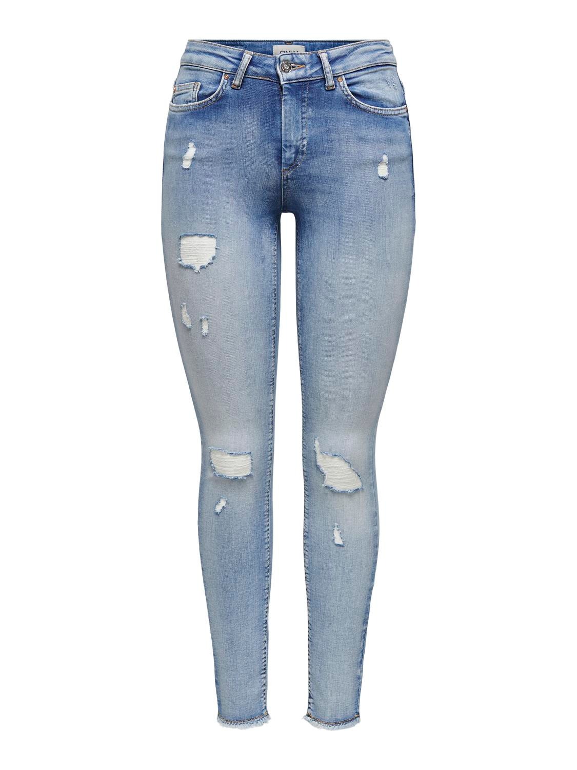 Technologie Yoghurt Document Skinny Fit Mid waist Raw hems Jeans | Light Blue | ONLY®
