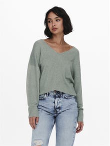 ONLY Col en V Pull en maille -Chinois Green - 15224360