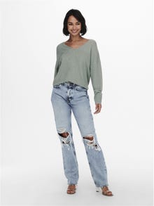 ONLY V-Neck Dropped shoulders Pullover -Chinois Green - 15224360