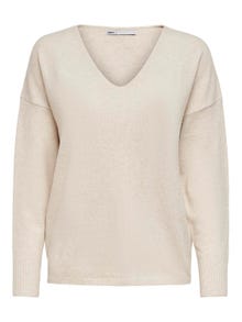 ONLY V-neck Knitted Pullover -Birch - 15224360