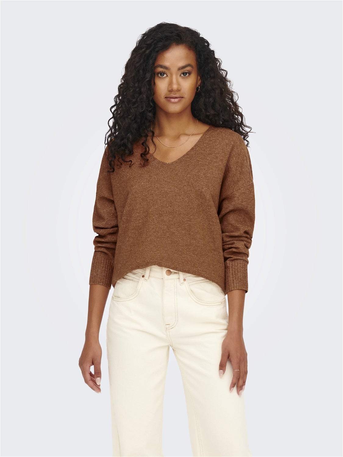 Mode Sweaters V-halstruien Only V-halstrui bruin casual uitstraling 