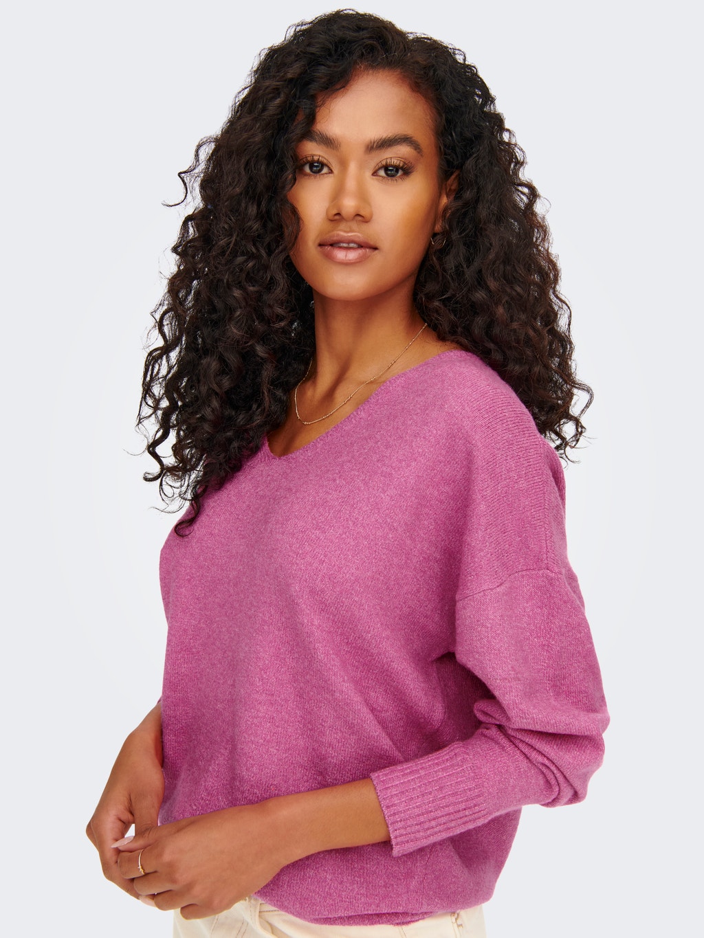 V-neck Knitted Pullover | Light Rose | ONLY®