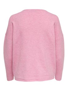 ONLY V-Neck Dropped shoulders Pullover -Prism Pink - 15224360
