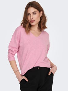 ONLY V-hals Strikket pullover -Prism Pink - 15224360