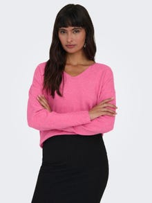 ONLY V-ringad Stickad tröja -Azalea Pink - 15224360