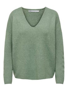 ONLY V-neck Knitted Pullover -Hedge Green - 15224360