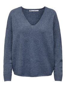 ONLY V-hals Strikket pullover -Vintage Indigo - 15224360