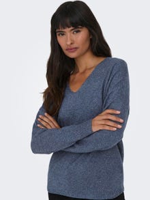 ONLY V-neck Knitted Pullover -Vintage Indigo - 15224360
