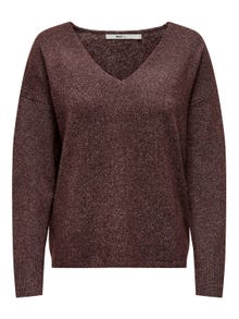ONLY Pull-overs Col en V Épaules tombantes -Deep Mahogany - 15224360