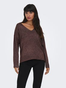 ONLY Pull-overs Col en V Épaules tombantes -Deep Mahogany - 15224360