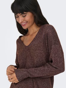 ONLY V-Neck Dropped shoulders Pullover -Deep Mahogany - 15224360