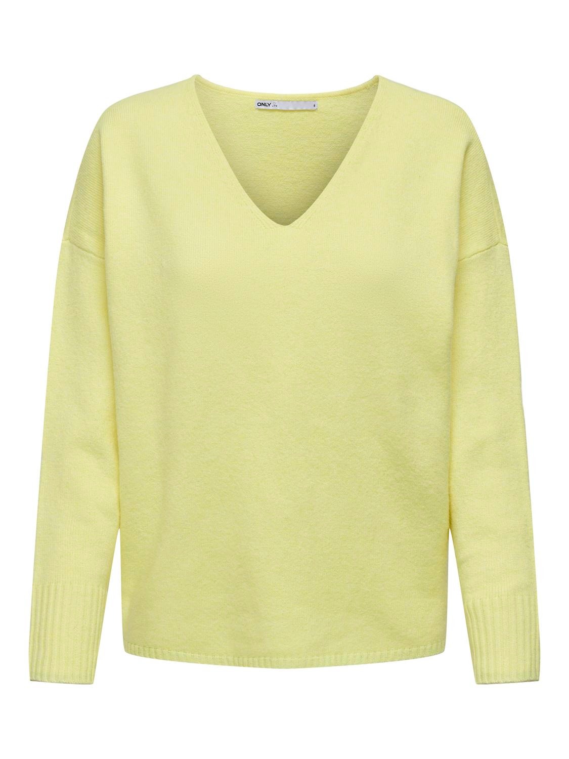 ONLY Pull-overs Col en V Épaules tombantes -Yellow Pear - 15224360