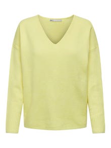 ONLY V-Ausschnitt Strickpullover -Yellow Pear - 15224360