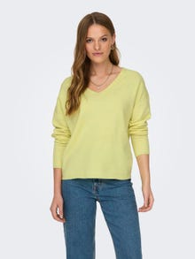 ONLY V-Ausschnitt Strickpullover -Yellow Pear - 15224360