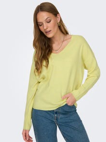 ONLY V-Ausschnitt Strickpullover -Yellow Pear - 15224360