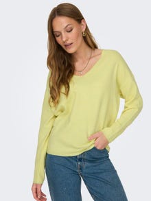 ONLY V-neck Knitted Pullover -Yellow Pear - 15224360