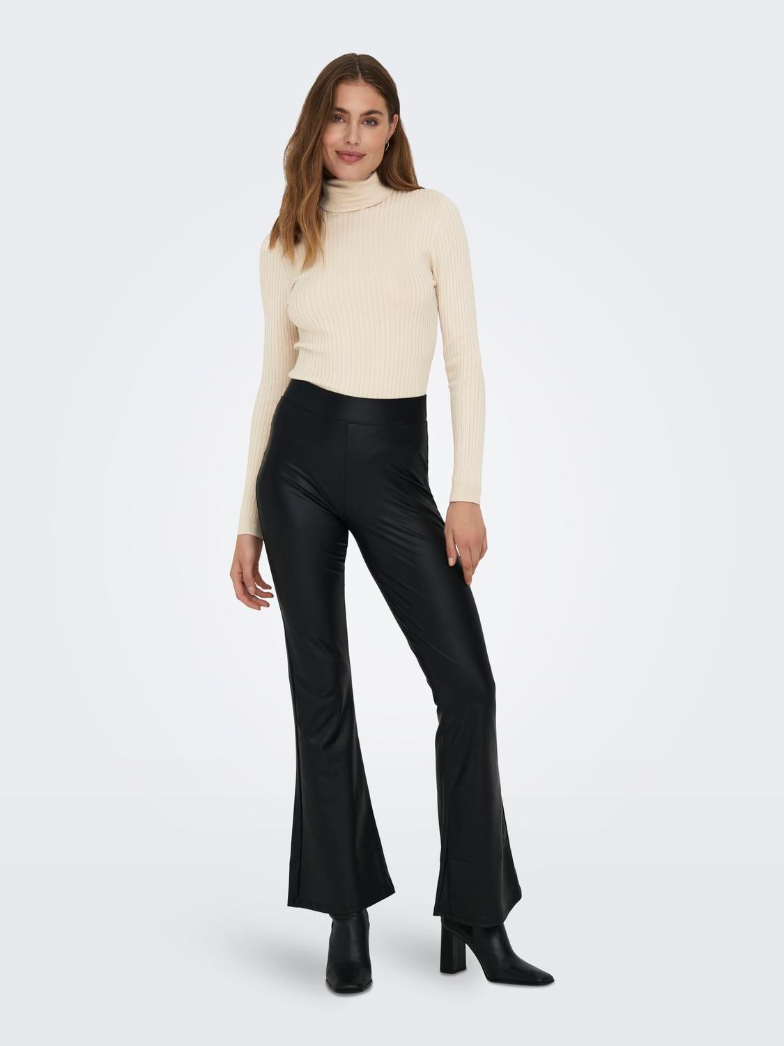 Black flared hot sale trousers tall