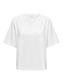 ONLY Locker geschnitten Rundhals Fledermaus-Ärmel T-Shirt -White - 15224814