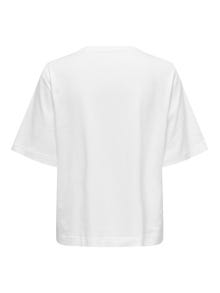 ONLY Locker geschnitten Rundhals Fledermaus-Ärmel T-Shirt -White - 15224814